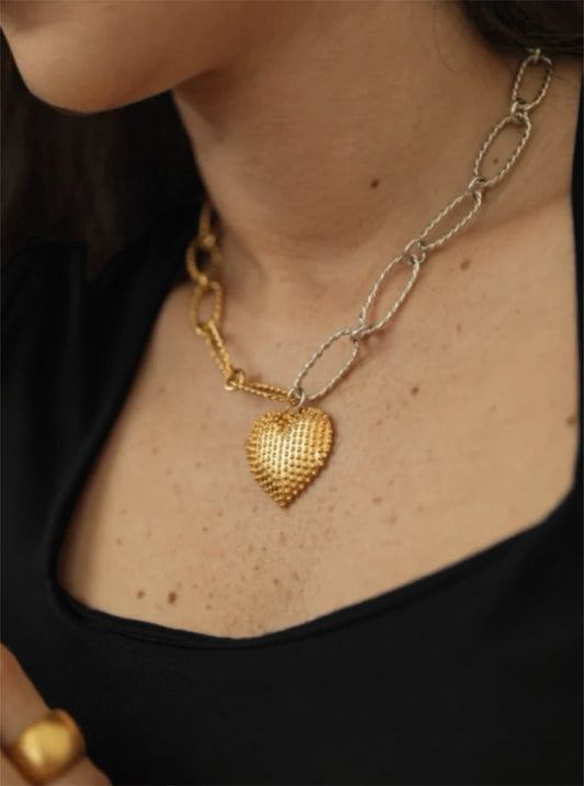 Cadena Lazo Corazón dos tonos